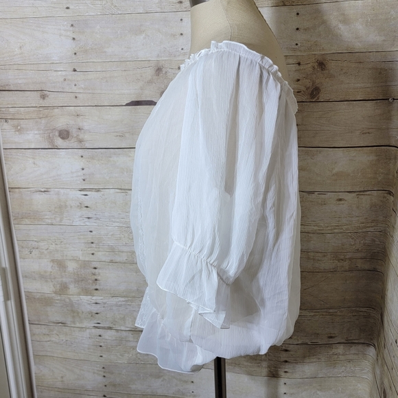 Lilly Lou white sheer off shoulder blouse - Picture 2 of 4